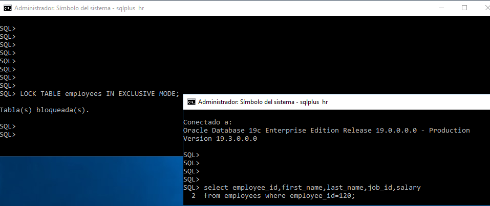 Gestión de concurrencia de datos en Oracle