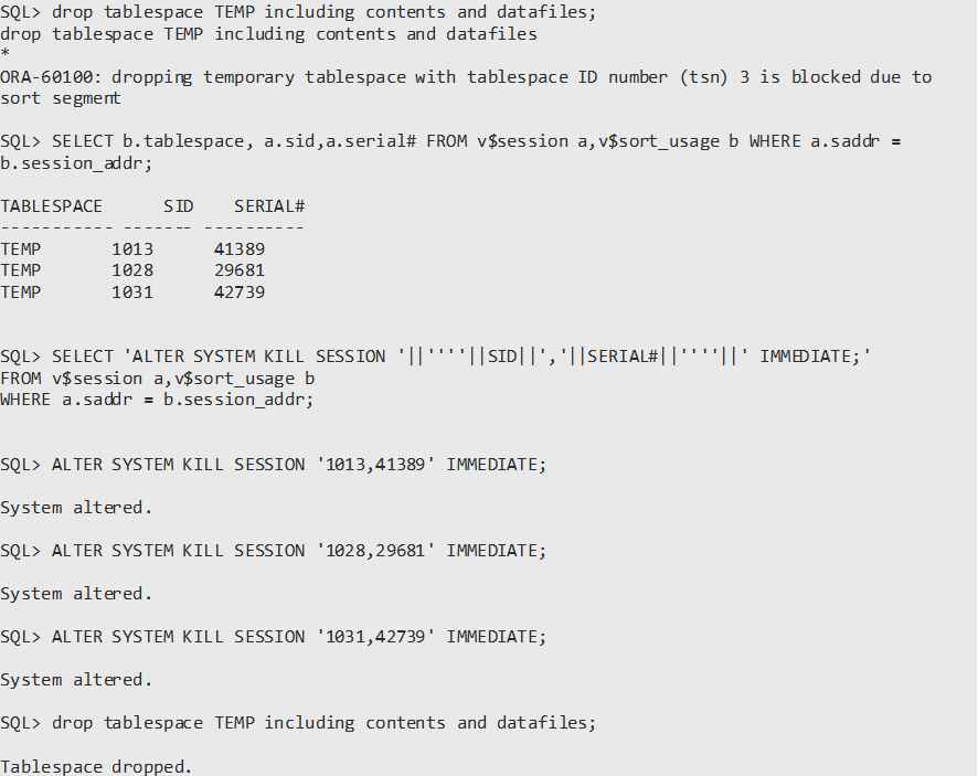 Crear un nuevo TEMP en Oracle