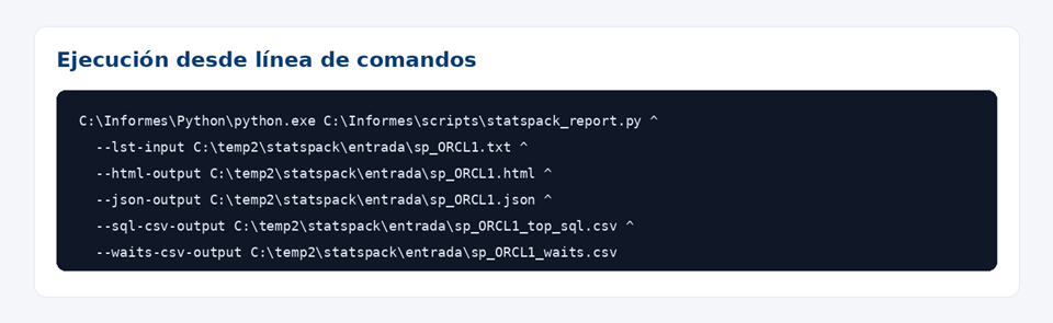 Conversión y análisis de informes Statspack de Oracle mediante Python y HTML navegable
